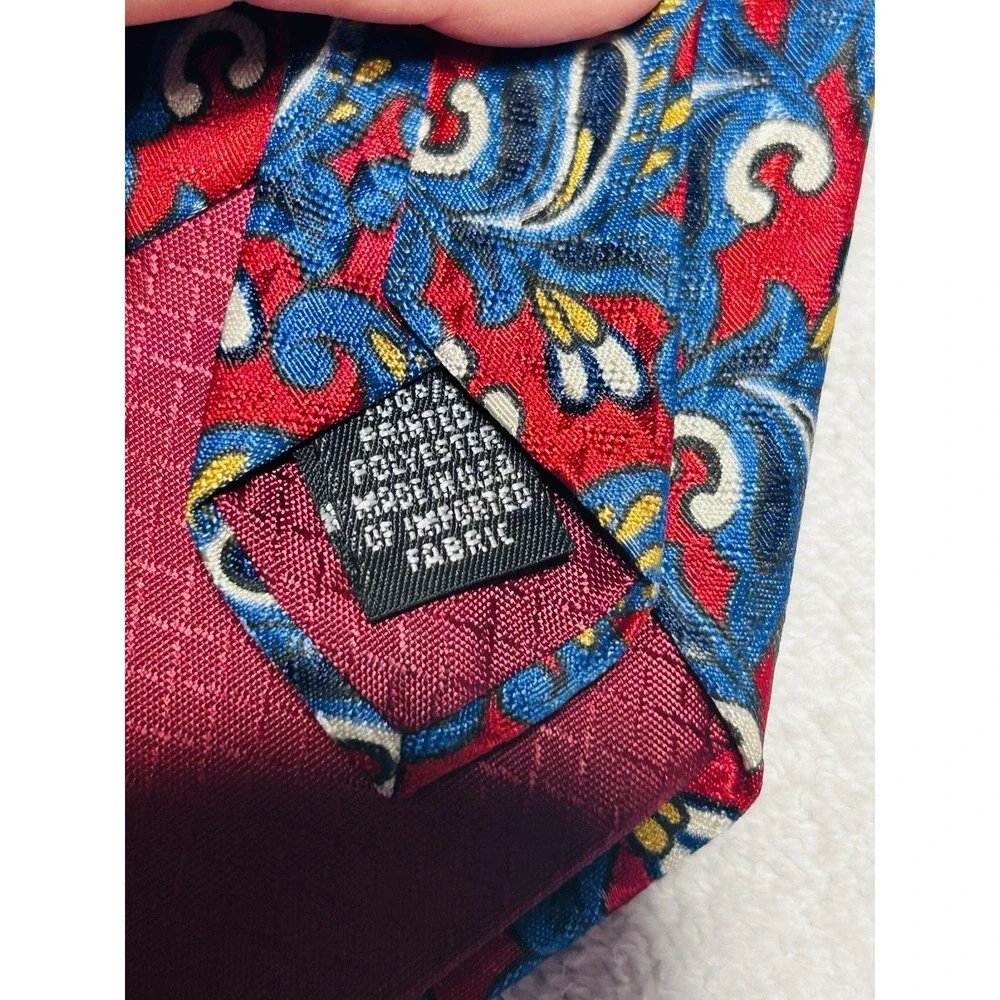 Vintage 1980s Christian Dior Monsieur Tie Red Blue Paisley Made In The USA